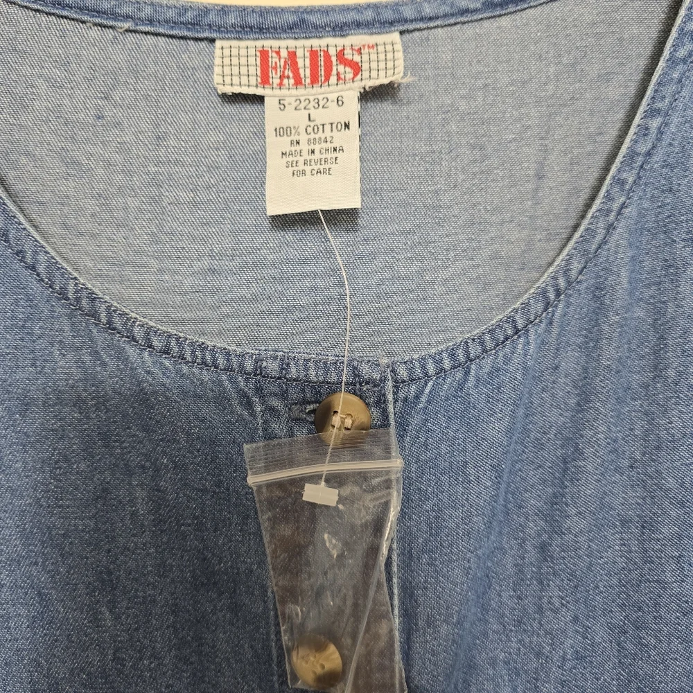 NWOT Vtg 90's Denim Maxi Dress Sz L Button Up Cotton Pockets Cottagecore Western - Picture 8 of 12